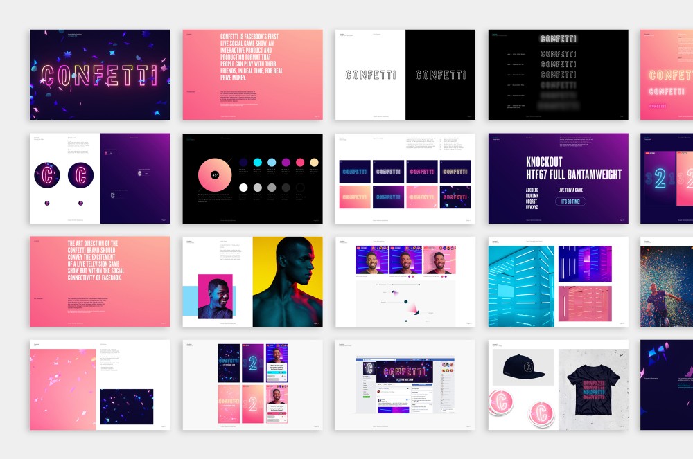 New logo and Identity for Facebook Confetti by Ueno