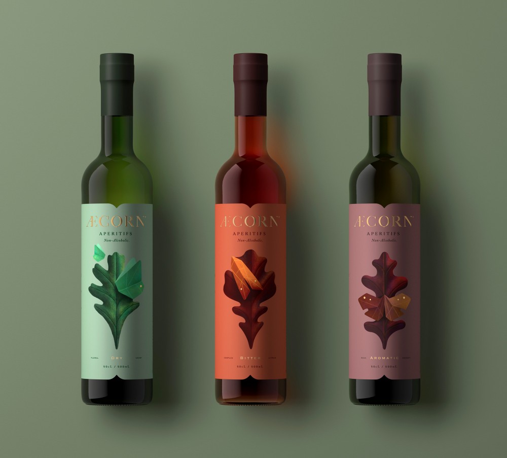 New logo and Packaging for Æcorn Aperitifs by Pearlfisher