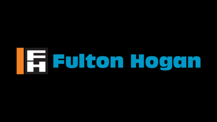 fulton hogan logo, transparent, orange, black, sky blue