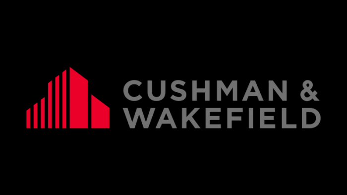cushman wakefield logo, transparent, red, gray, symbol