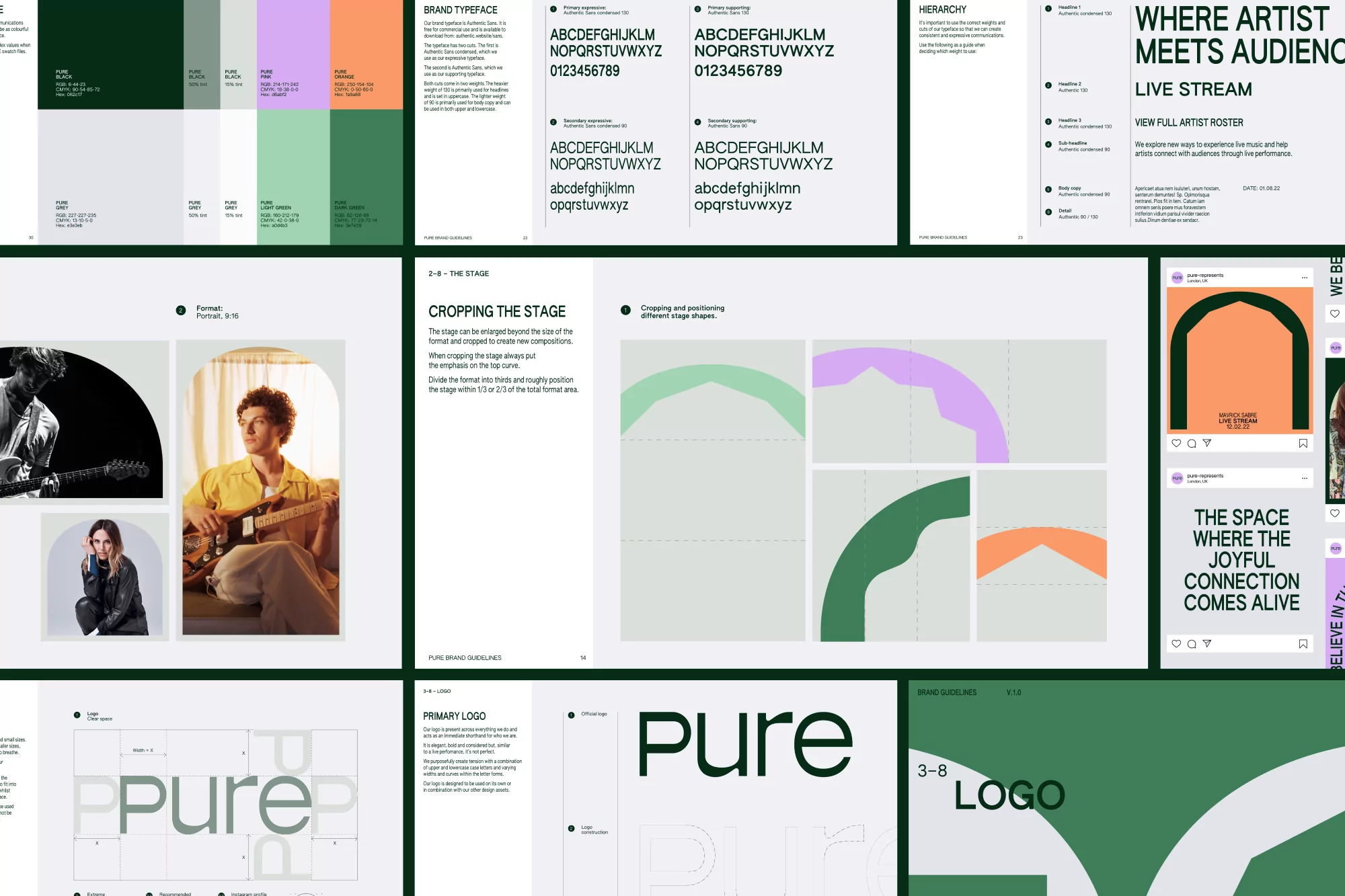 Studio Kiln’s colourful identity for Pure represents the connection between artist and audience