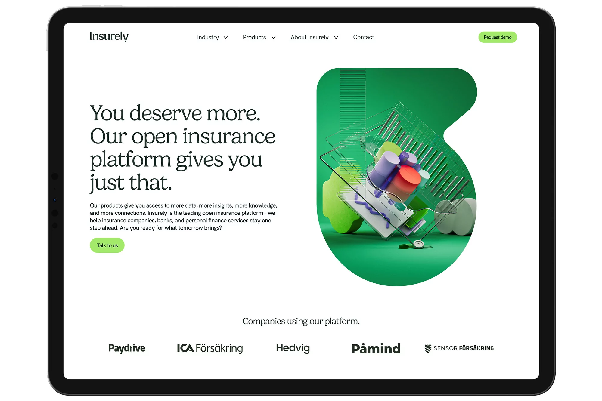 OKTO combine custom type, tech and 3D in their composed identity for insurtech brand Insurely
