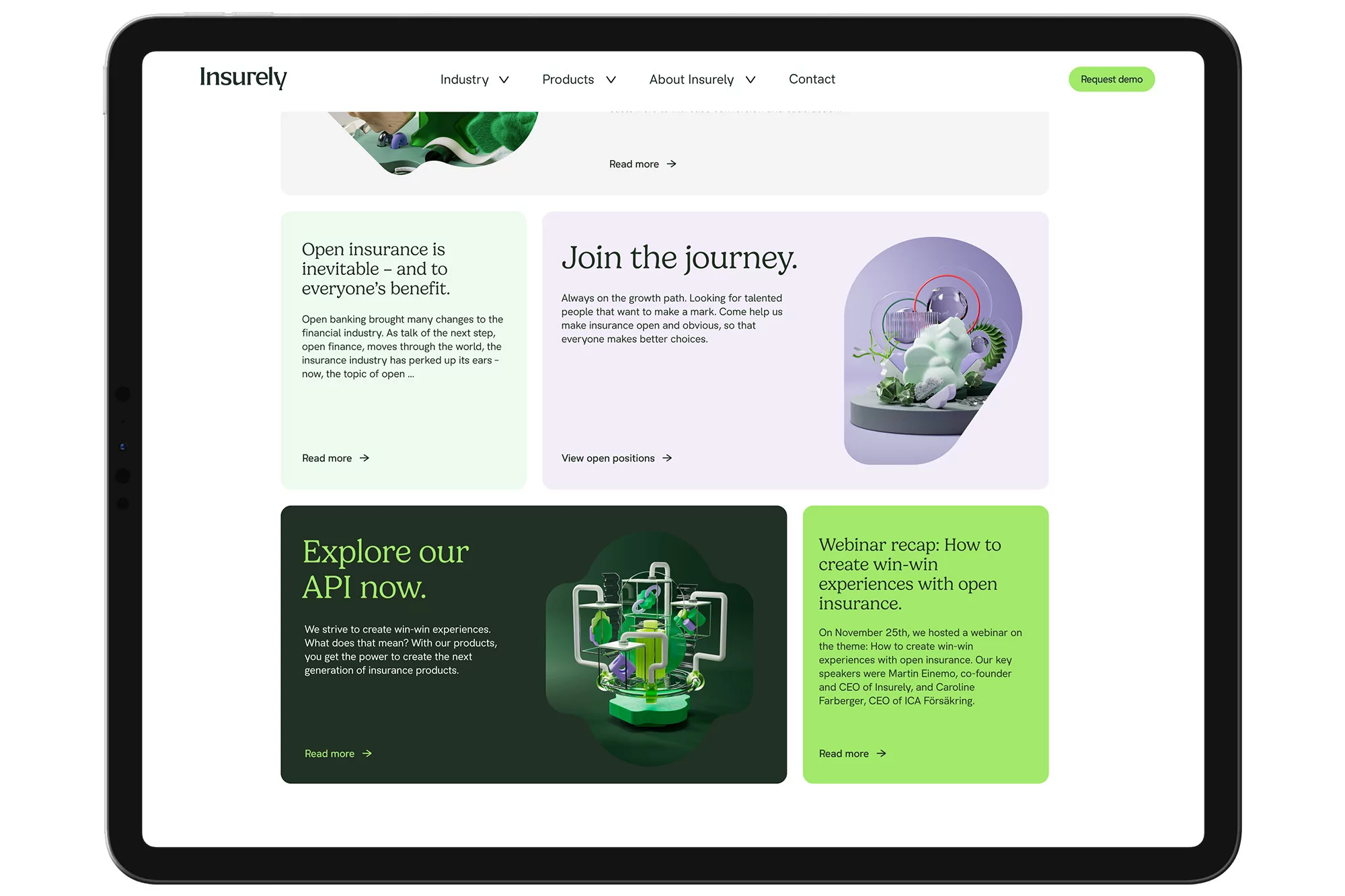 OKTO combine custom type, tech and 3D in their composed identity for insurtech brand Insurely