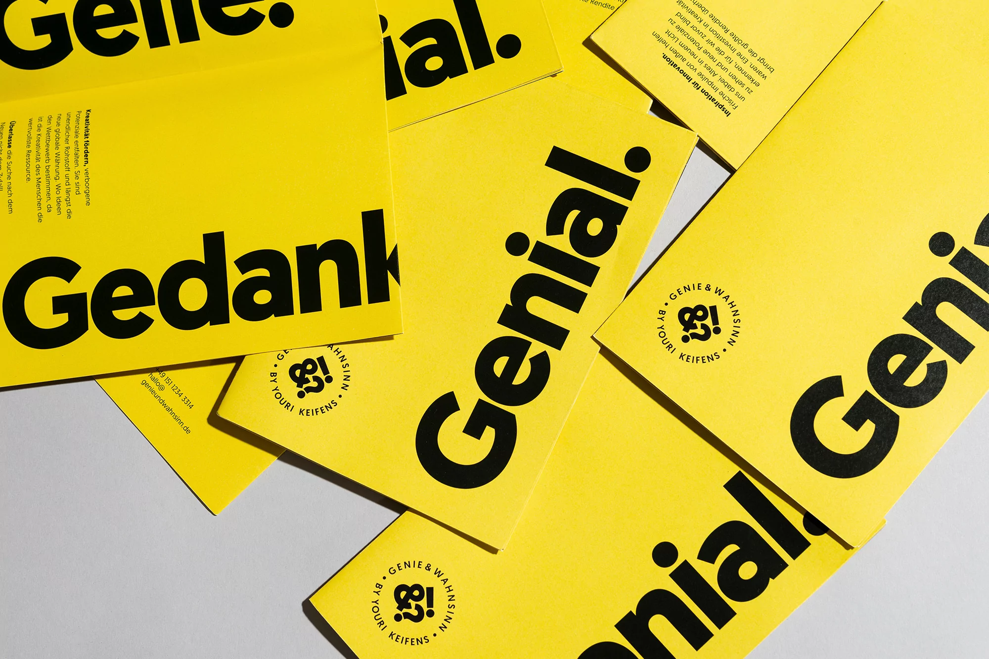 Lukas Diemling’s identity for copywriter Genie & Wahnsinn captures both his genius and madness
