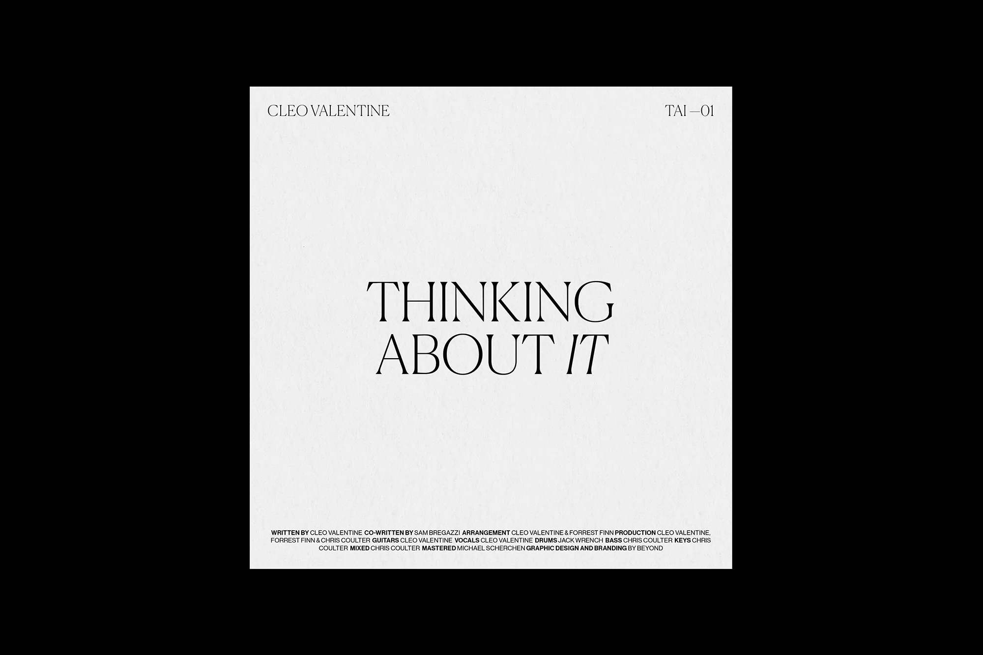 By Beyond’s monochrome artwork for Cleo Valentine’s single mirrors the artist’s tender lyricism