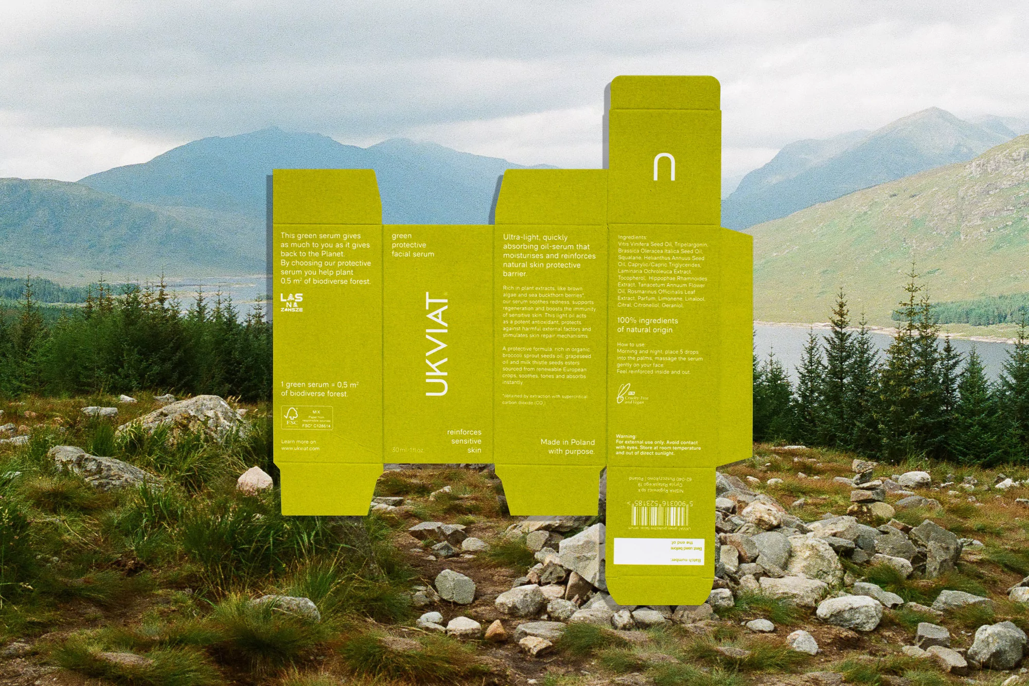 Hugmun create a transparent identity system for environmentally-friendly skincare brand UKVIAT