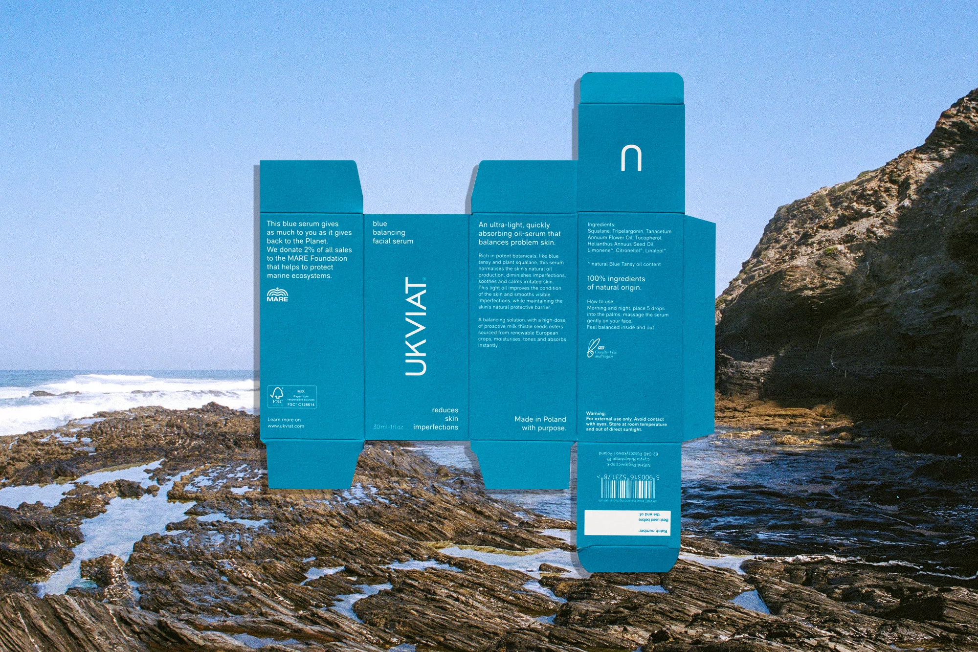 Hugmun create a transparent identity system for environmentally-friendly skincare brand UKVIAT
