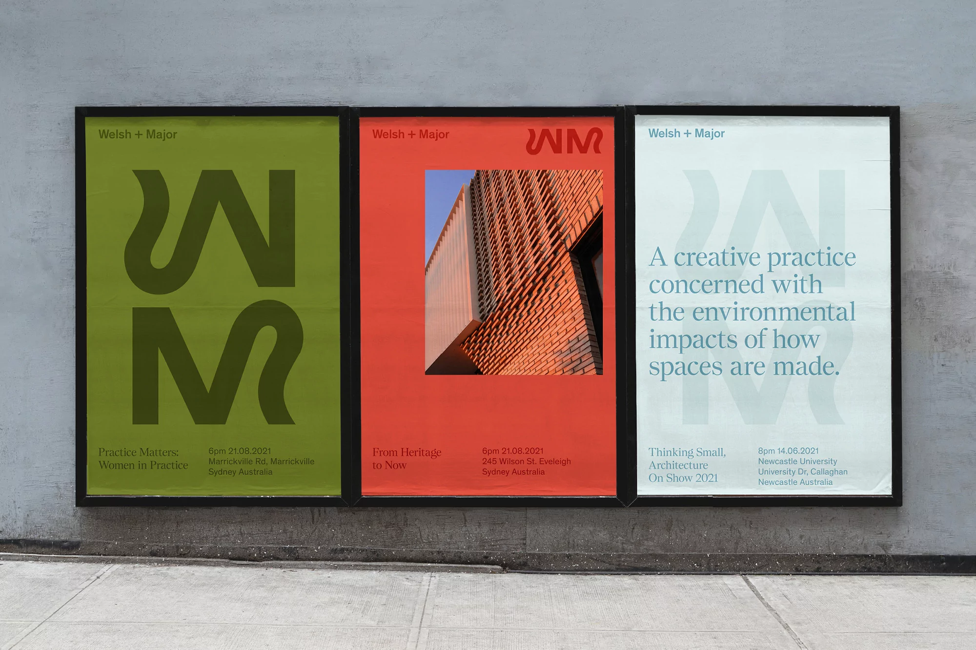 Accompany exhibit geometric playfulness in their typographically-led identity for Welsh + Major