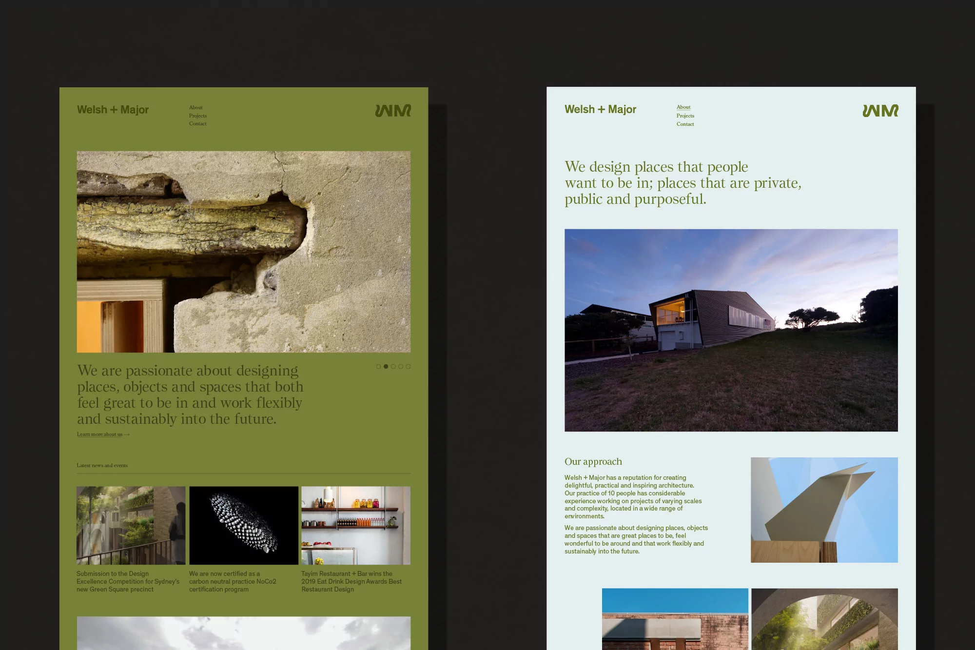 Accompany exhibit geometric playfulness in their typographically-led identity for Welsh + Major
