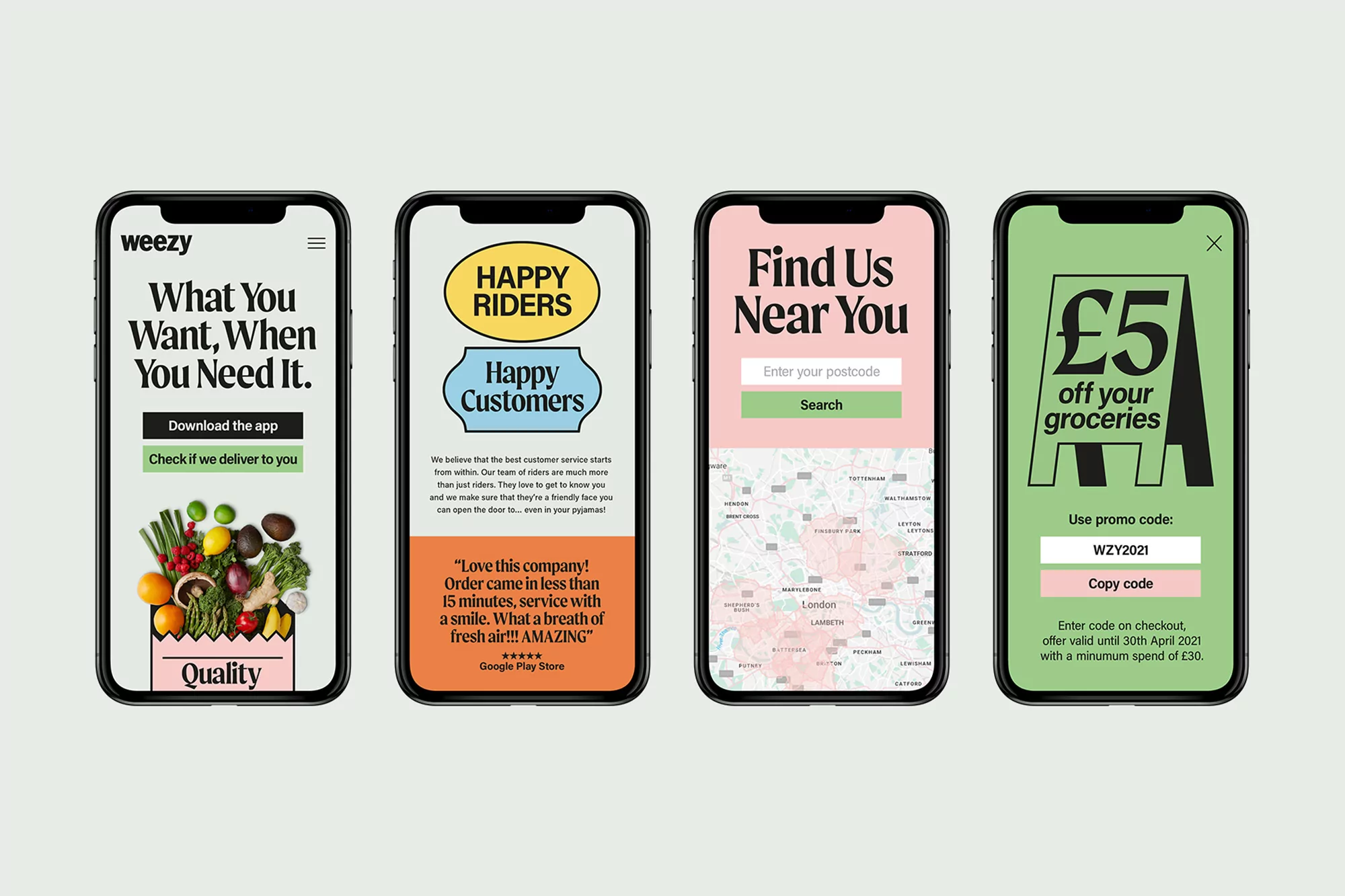Otherway draw on the charm of traditional greengrocers in their characterful identity for Weezy