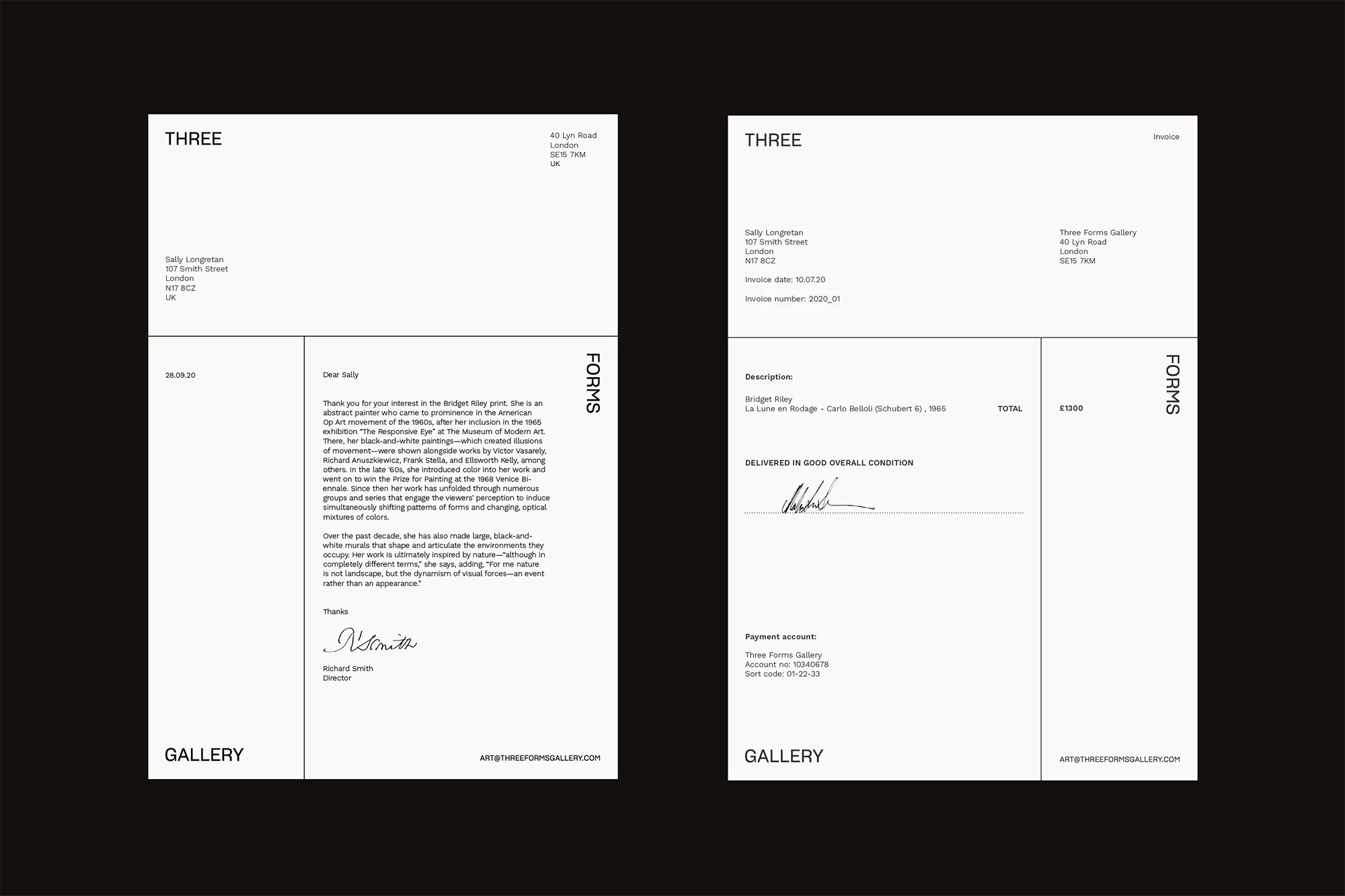 Narrate’s sculptural identity for Three Forms Gallery explores subtlety and negative space