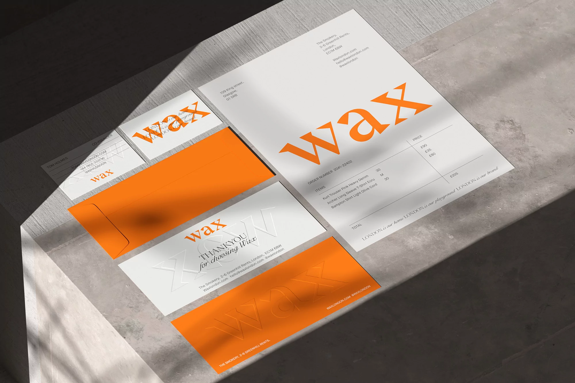Justified Studio play with the classic and the contemporary in their identity for Wax London