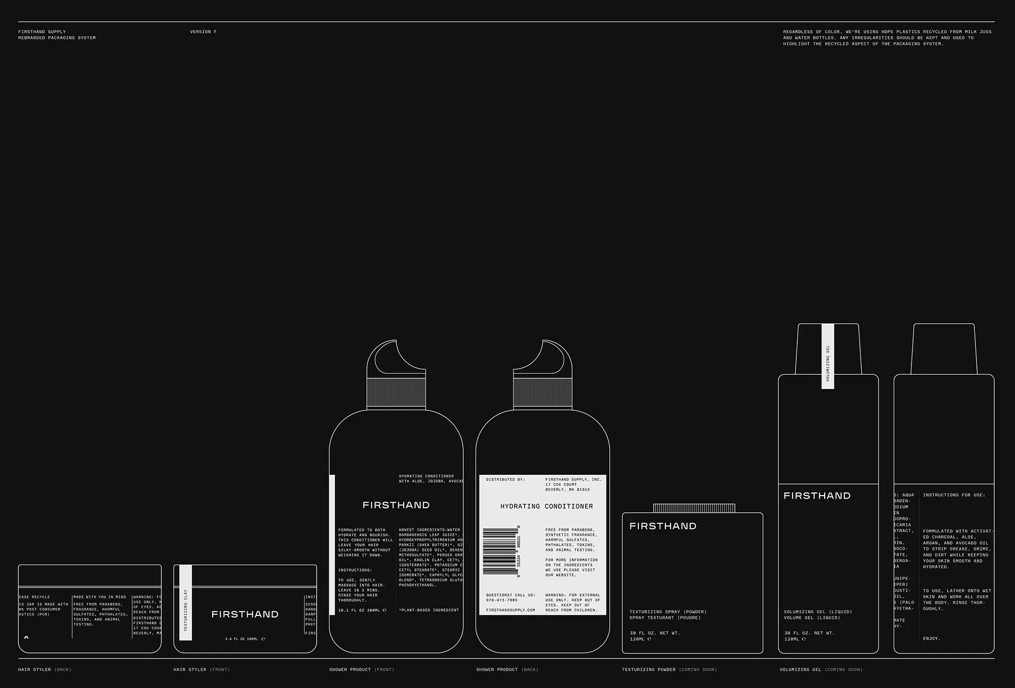 Parker's identity for Firsthand captures the cosmetics brand's industrial and humanitarian qualities