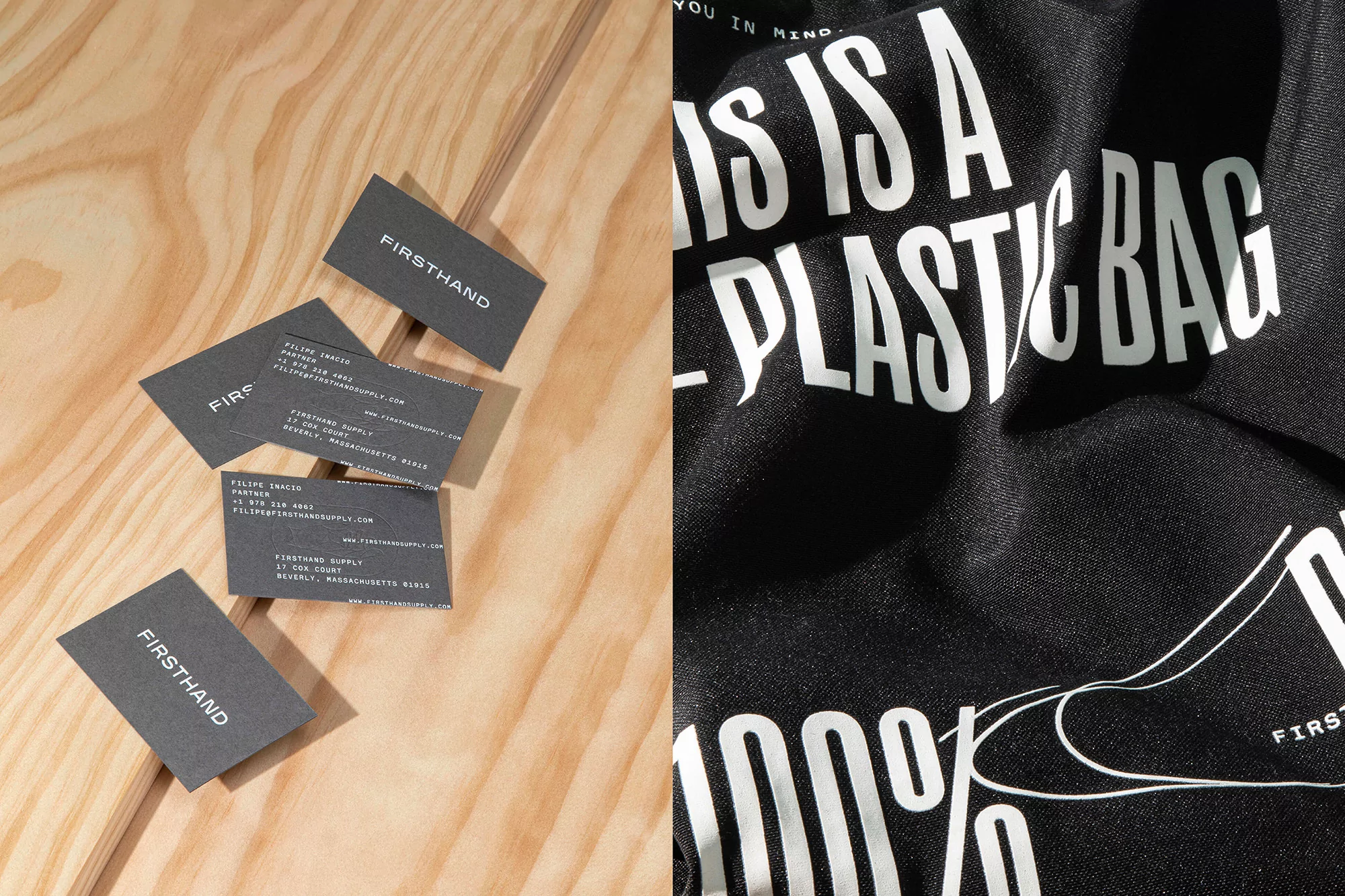 Parker's identity for Firsthand captures the cosmetics brand's industrial and humanitarian qualities