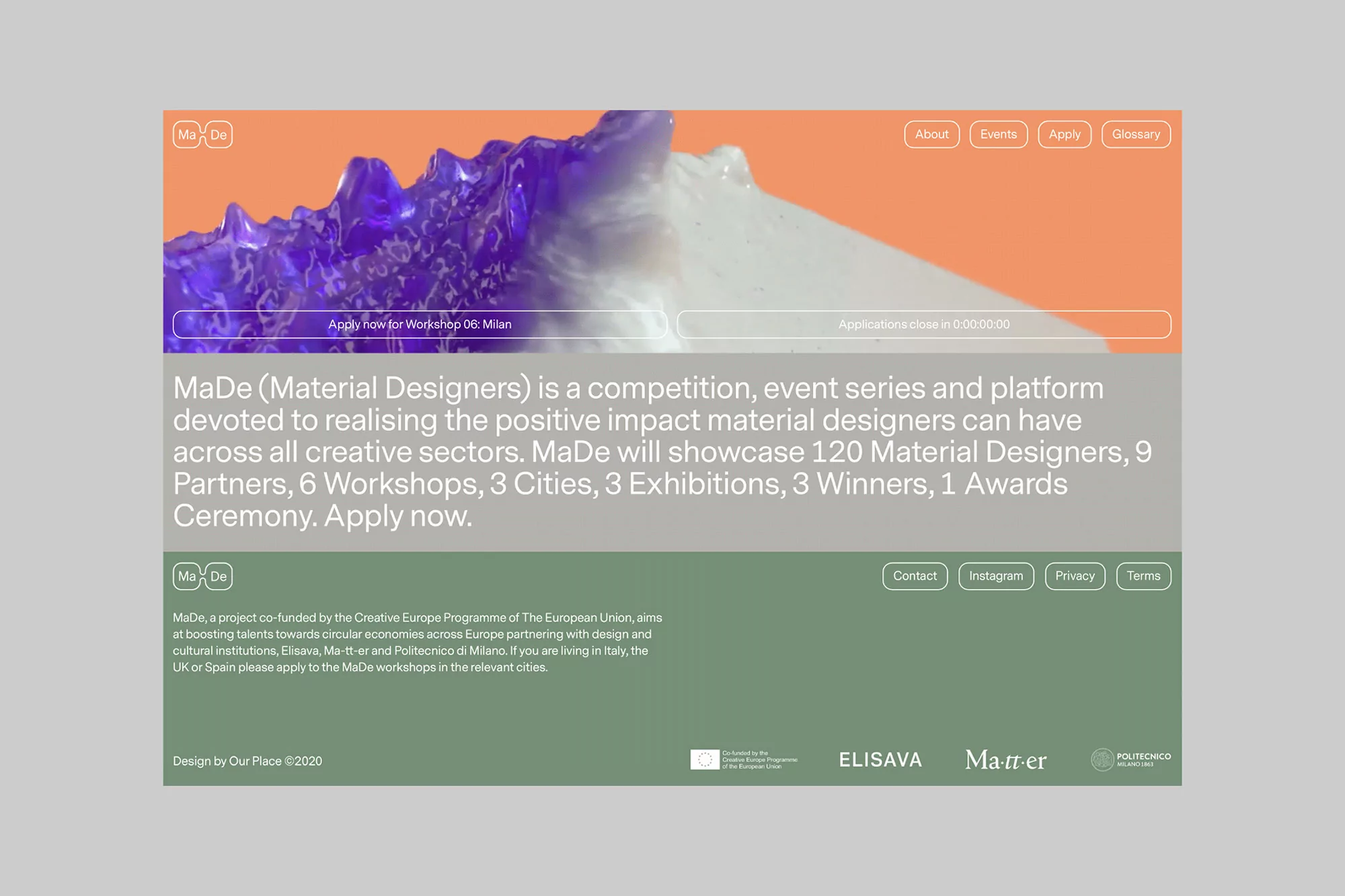All Purpose creates the identity for MaDe, a design competition and platform for material designers