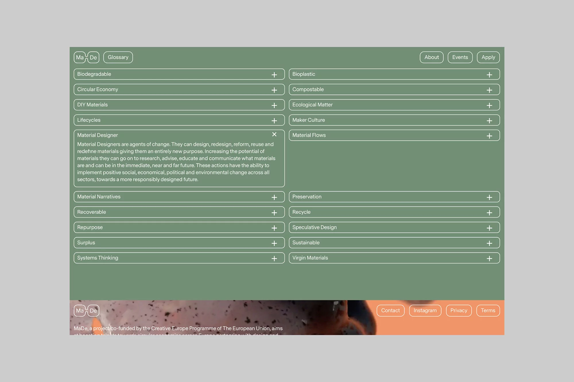 All Purpose creates the identity for MaDe, a design competition and platform for material designers