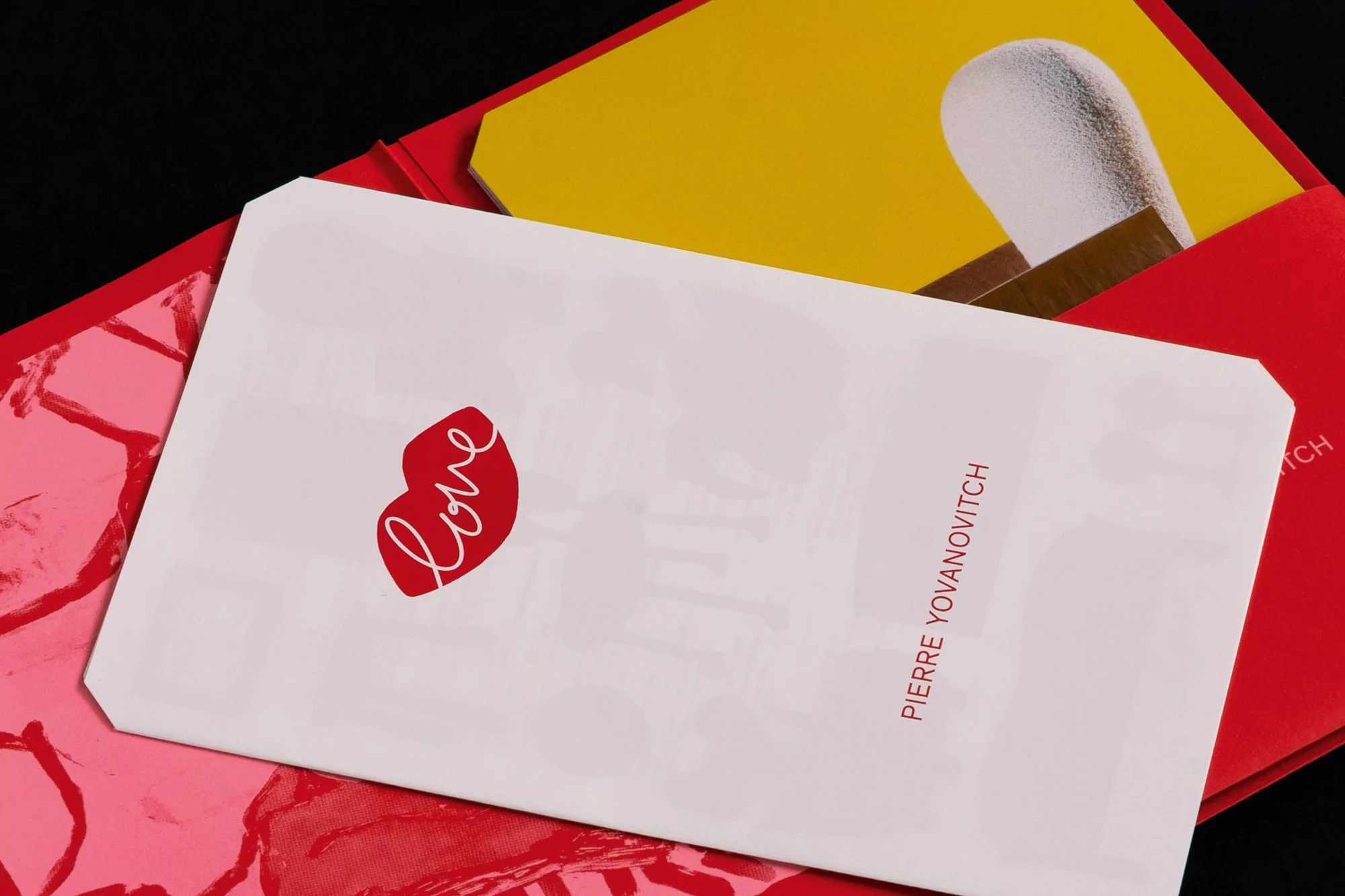 GeneralPublic's identity for Pierre Yovanovitch's Love exhibition captures the romantic theme of his work