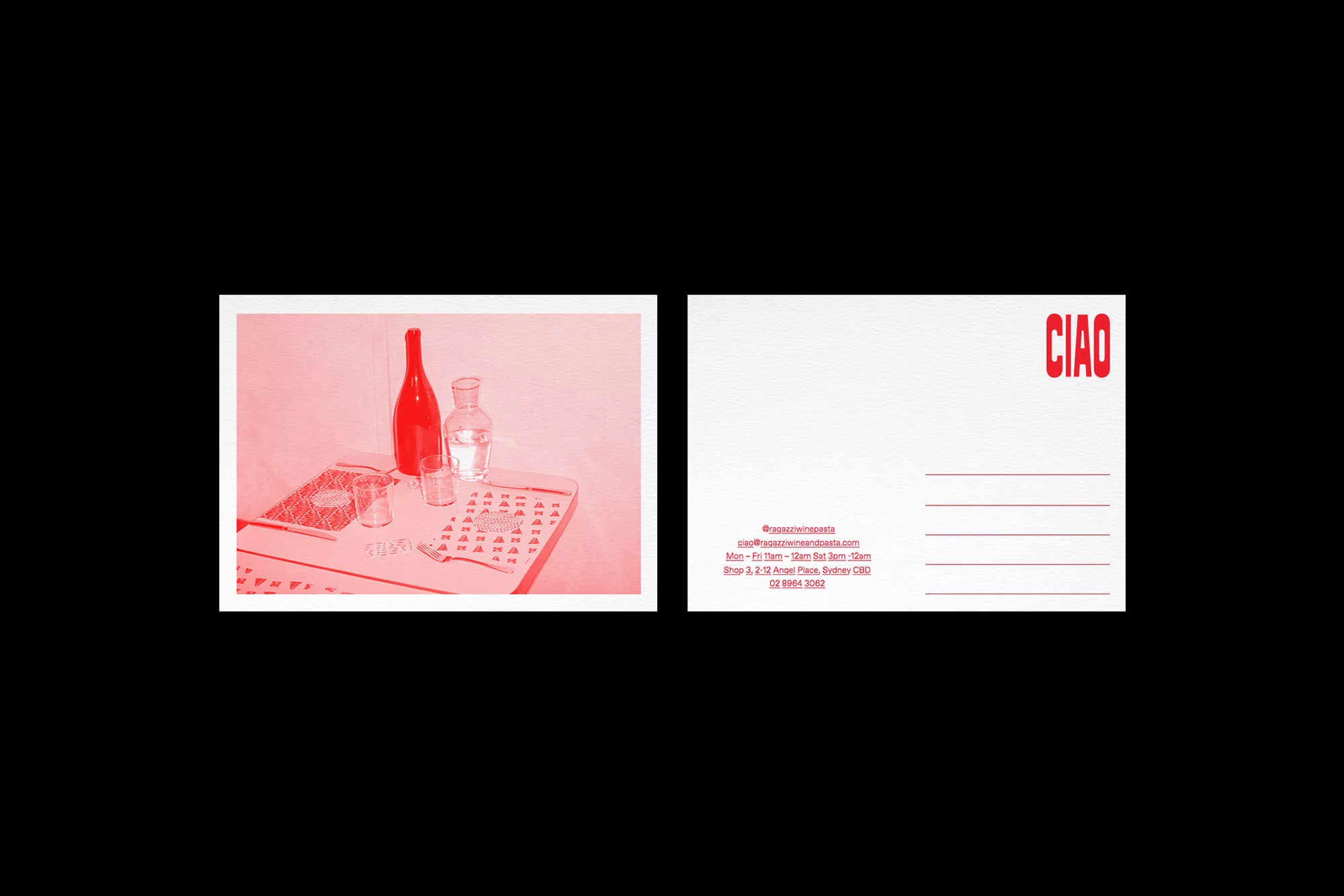 Ragazzi is yelled across the table in SCCO Studio's identity for the Italian eatery