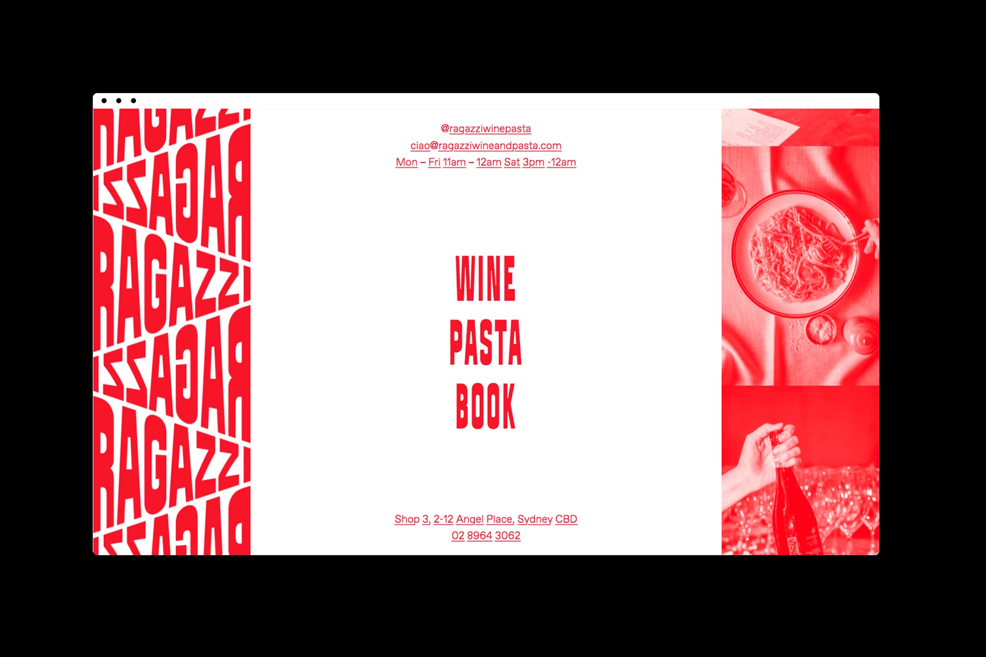 Ragazzi is yelled across the table in SCCO Studio's identity for the Italian eatery
