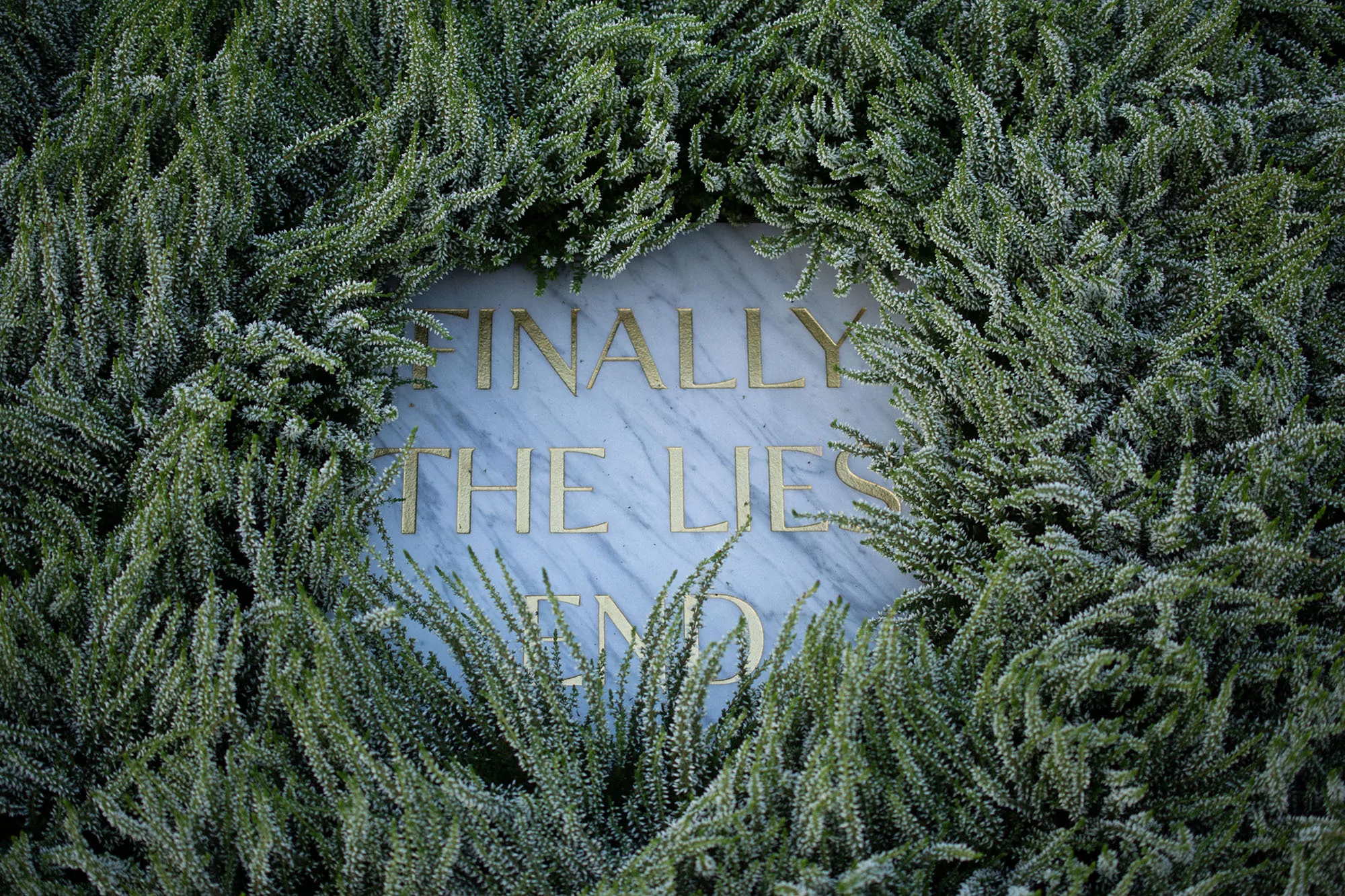 Tim Bengel's exhibition features marble gravestones engraved with a custom serif typeface
